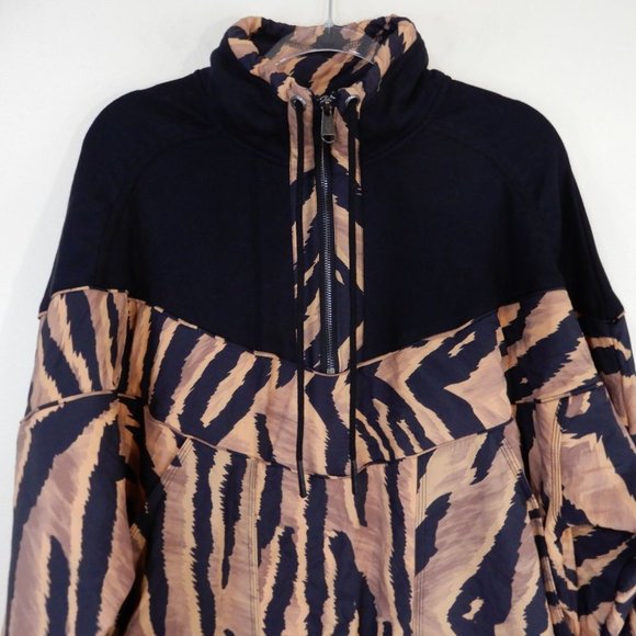 FREE PEOPLE Movement JACKET Pullover Windbreaker S Black Brown Walk the Line NEW - Picture 5 of 10